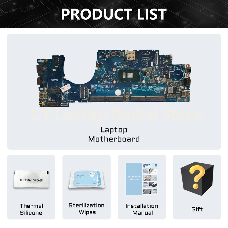 Laptop Motherboard LA-E071P UNTUK Dell Latitude 5280 5290 04T711 03Y392 04X332 Notebook Mainboard dengan CPU i3 i5 i7 7th Gen