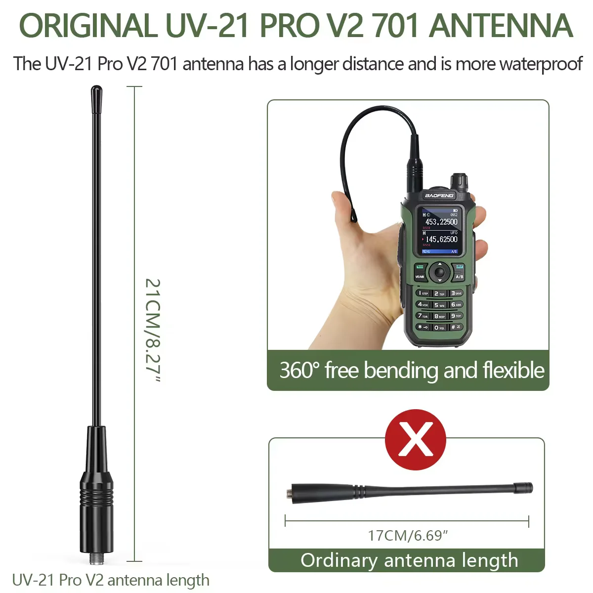 Baofeng UV-21 프로 V2 워키토키, 무선 복사 주파수 트라이 밴드, 강력한 장거리 양방향 라디오, UV-5R 라디오