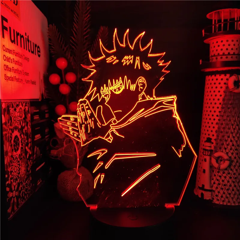 Jujutsu Kaisen Cartoon Ryomen Sukuna Satoru Gojo 3D Visual Night Lights LED Itadori Yuji Night Lamp Anime Color Changing Lamp