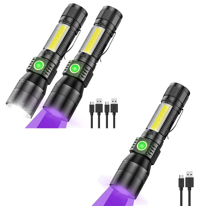 UV Flashlight Purple Light,Super Bright Small Rechargeable Waterproof Magnetic LED Flashlight,Pocket Flash Light