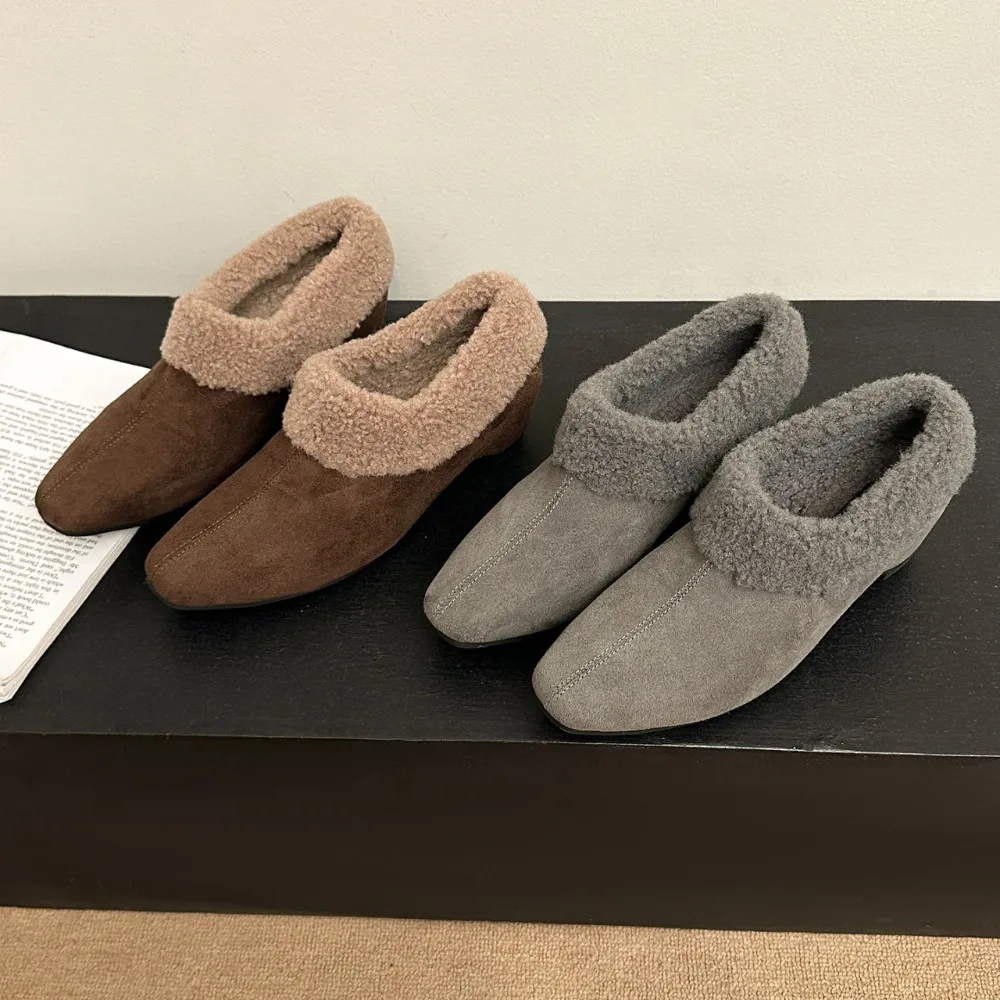 Elegant Women Pumps Thick Low Heel 2026 Winter Warm Fur Shoes New Fashion Ladies Shoes for Party Dress Pumps Pointed To Footwear - view 2