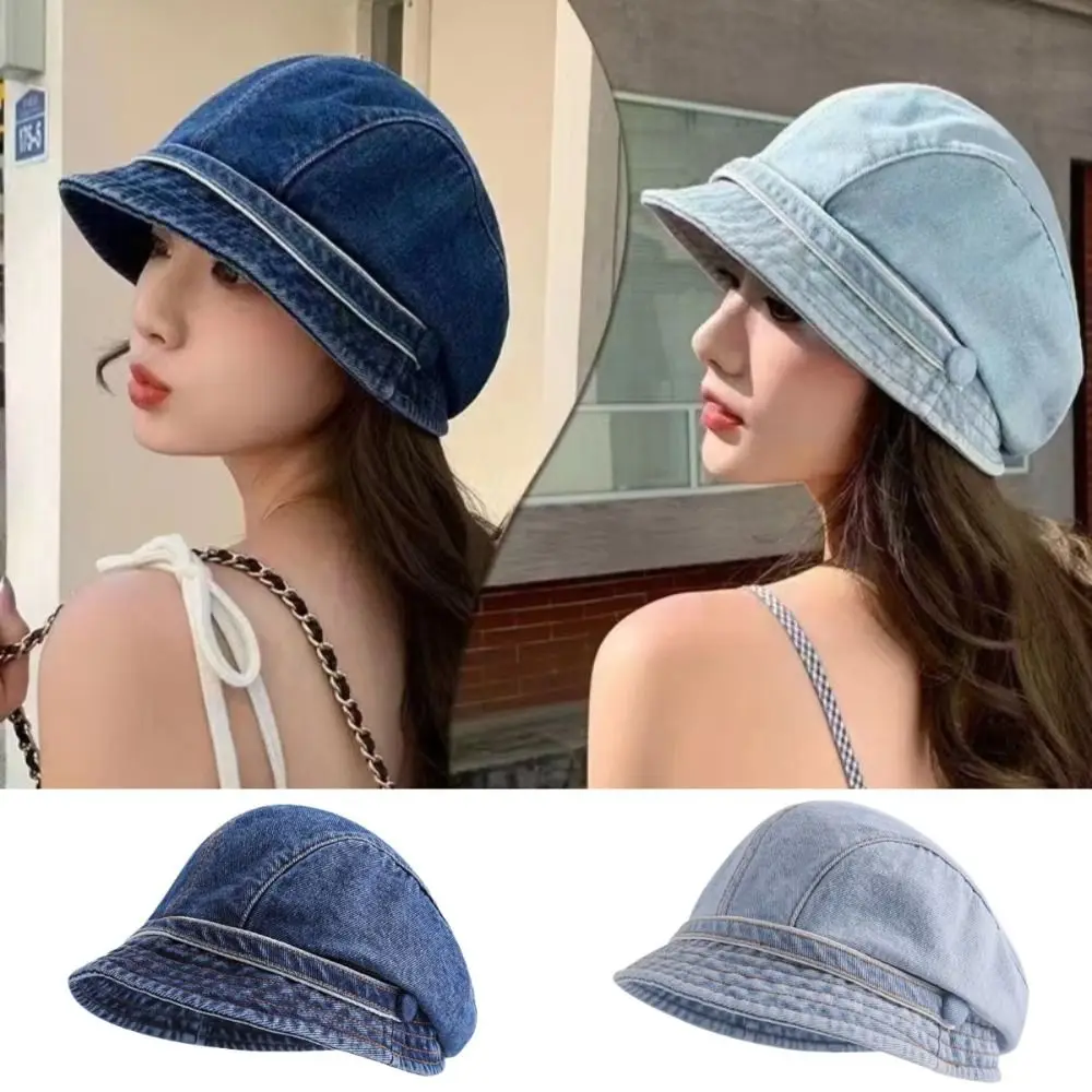Cute Retro Fisherman Hat Solid Color Warmth Bucket Hats Cold Resistance Ultra Light Duck Tongue Hat Women's