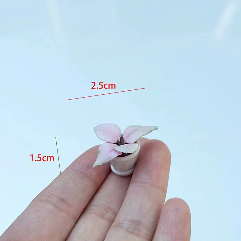 2PCS 1:12 Dollhouse Miniature Plants Small Flower Pots Model Funiture Accessories For Doll House Decor Kids Pretend Play Toys
