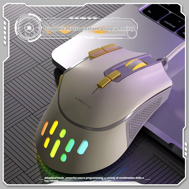 Langtu G3 Dual-Mode Bluetooth 2.4g Wireless Mouse Macro Programming Finger Holder Design Rgb Light Effect Office Game Use