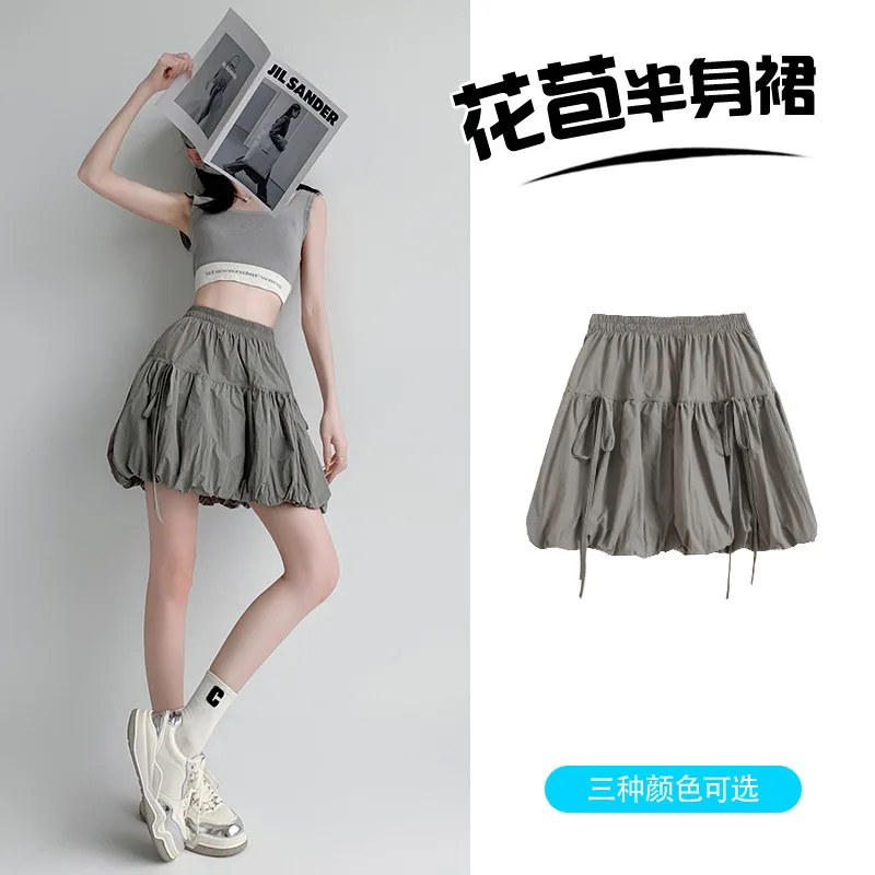 2026 New Women's Elastic High Waist White Tiered Bubble Mini Skirt Streetwear Bow Ruffle Hem Short Sweet Summer Casual Skirts