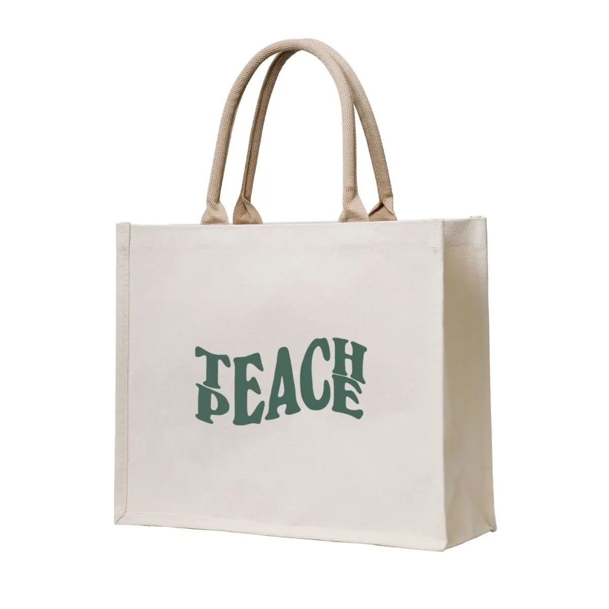 

Teach peace Tote Bag reusable shopping bag women bag Shopper canvas tote bags