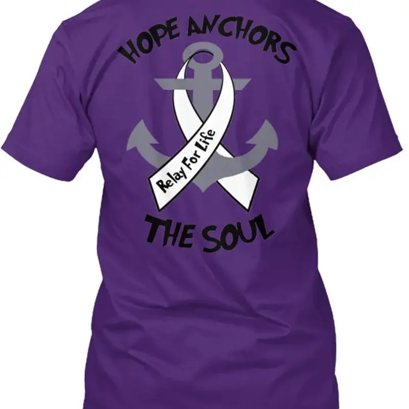 Hope Anchors the Soul Relay For Life T Shirt Made in USA Size S to 5XL