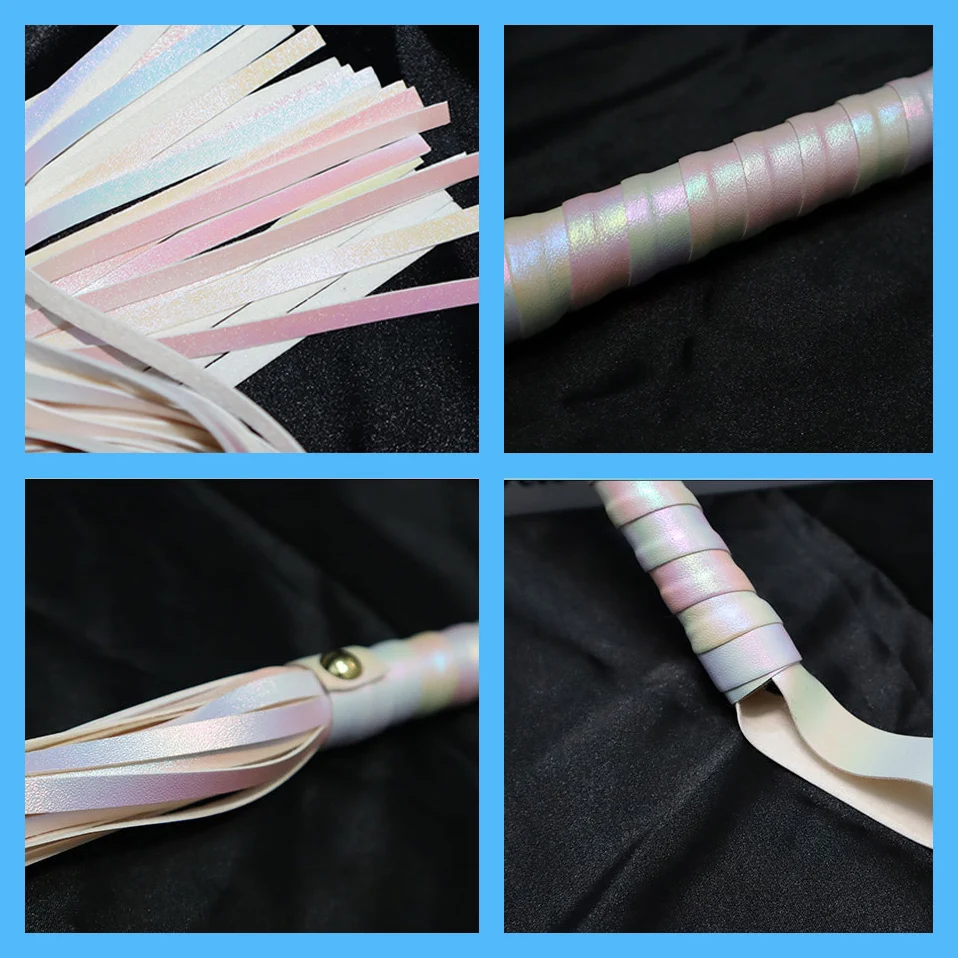 Kwastje Flogger met leer omwikkeld handvat BDSM Spanking Zweep voor beginners Kleurrijk zintuiglijk speelgoed voor koppels SM-zweep voor volwassenen