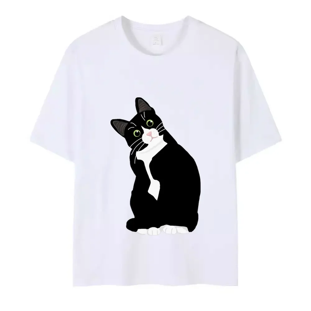 Cute Funny Tuxedo Cat Printing T Shirt Summer T-shirts Women Harajuku Fashion Style T-shirt Streetwear Women Clothing Graphic