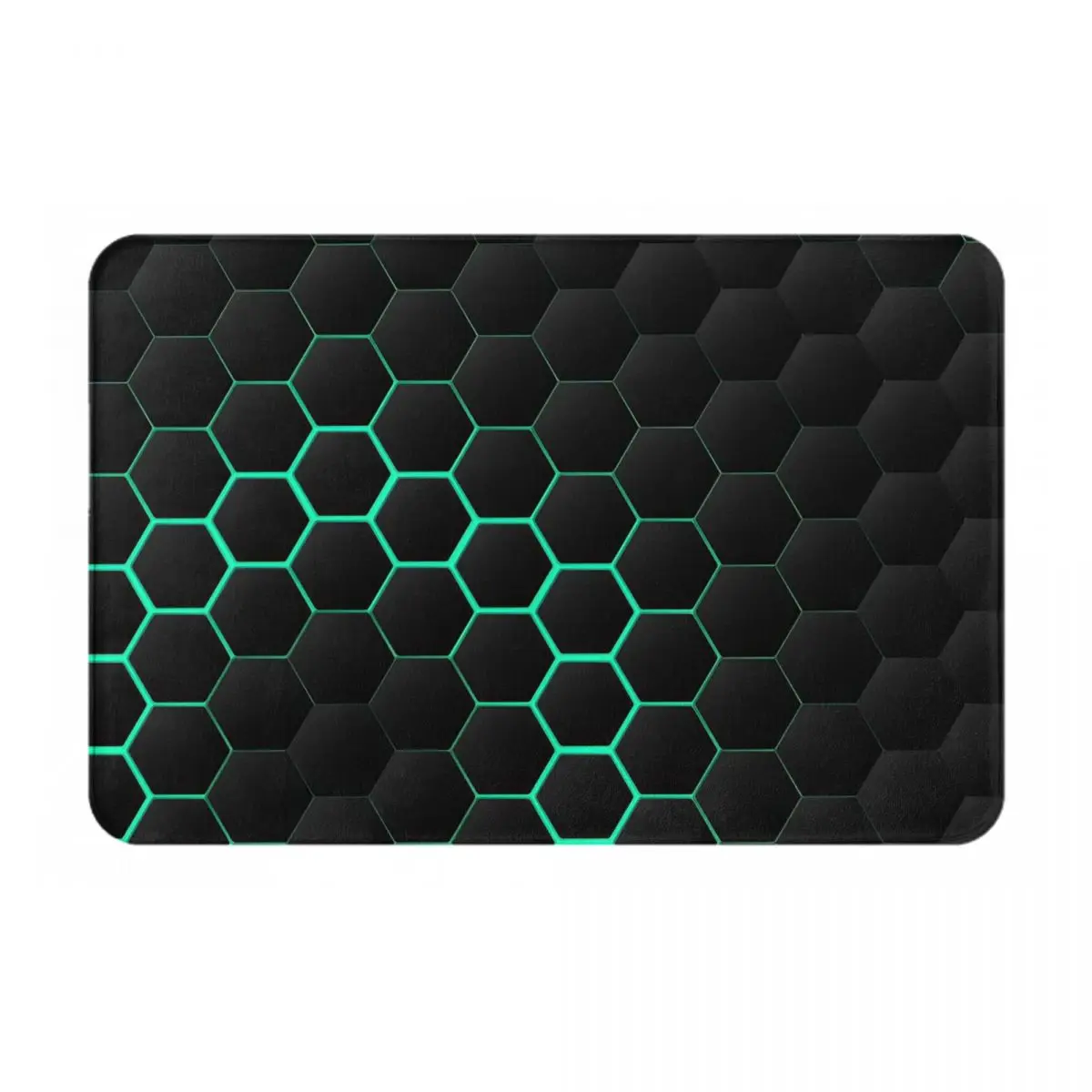 Glowing RGB Wave Hexagons PC Gamer Tech Mask Doormat Rug carpet Mat Footpad Bath mat Non-slip Balcony Parlor durable Washable