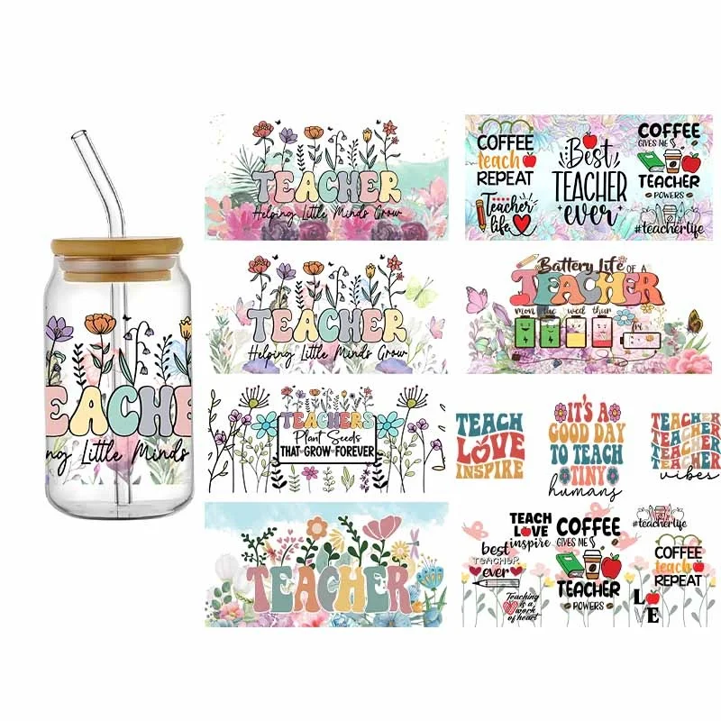 UV DTF Transfer Sticker Teacher's Day For The 16oz Libbey Glasses Wraps Bottles Cup Can DIY Waterproof Custom Decals