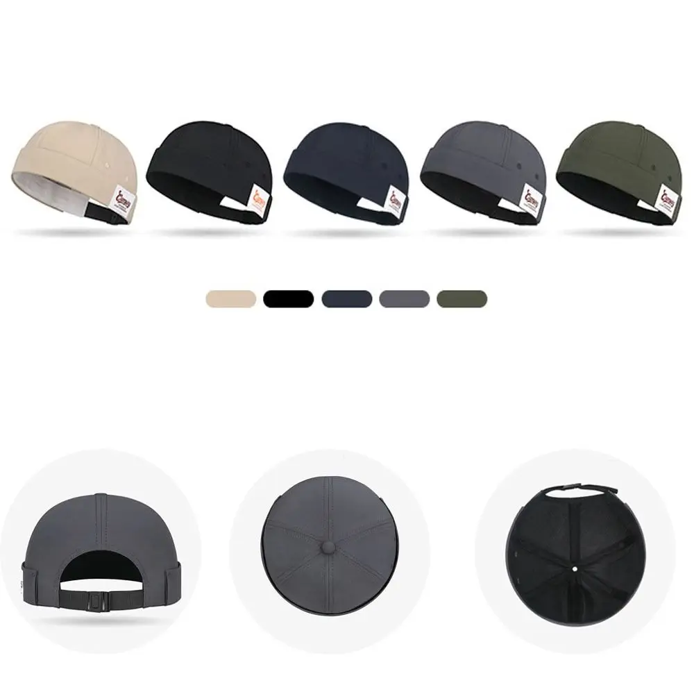 قبعة دوكر كاجوال كلاسيكية بدون إطار بلون سادة سريعة الجفاف قبعة المالك قابلة للتعديل قابلة للتنفس قبعات جلد البطيخ للجنسين