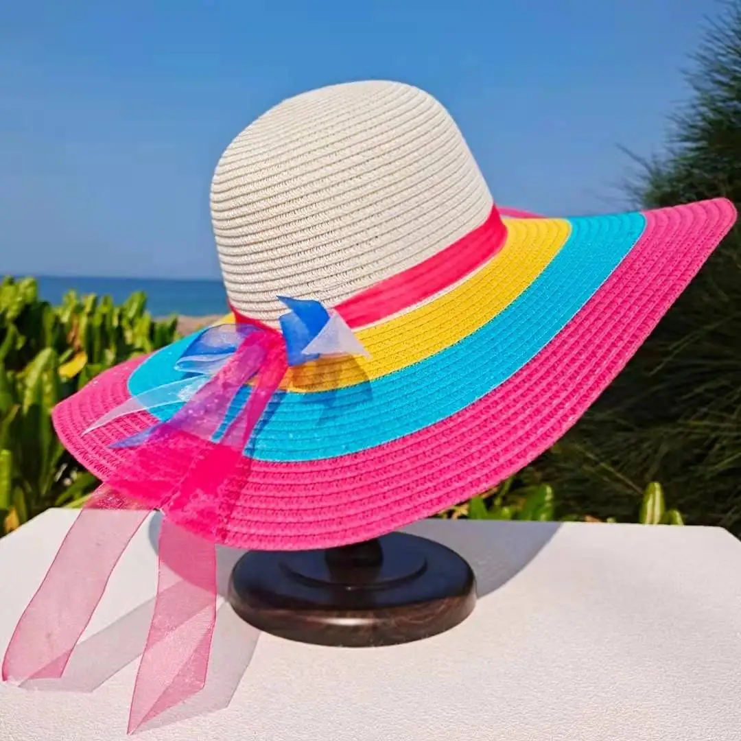 Women\'s Summer Straw Hat Beach Travel Straw Hat Beach Big Brim Sunblock Sunshade Hat Holiday Foldable Летняя соломенная шляпа 