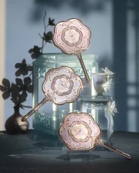 Flower Know Swan Ballet Series Hand Holding Mirror 3 Types Exquisite Relief Makeup Tools Pink Blue White