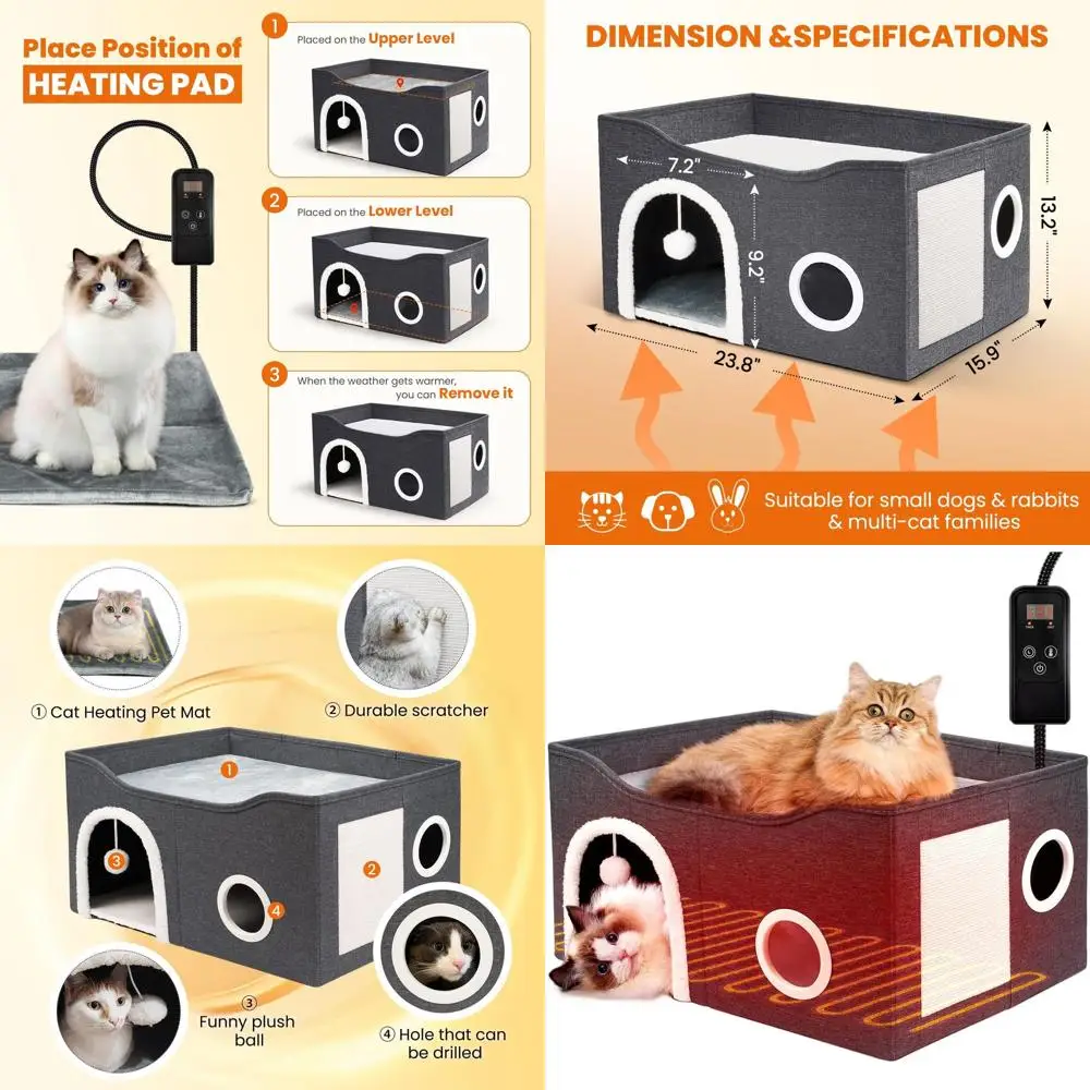 

Кровать для кошек с подогревом и контролем температуры с таймером для кошек от маленьких и больших