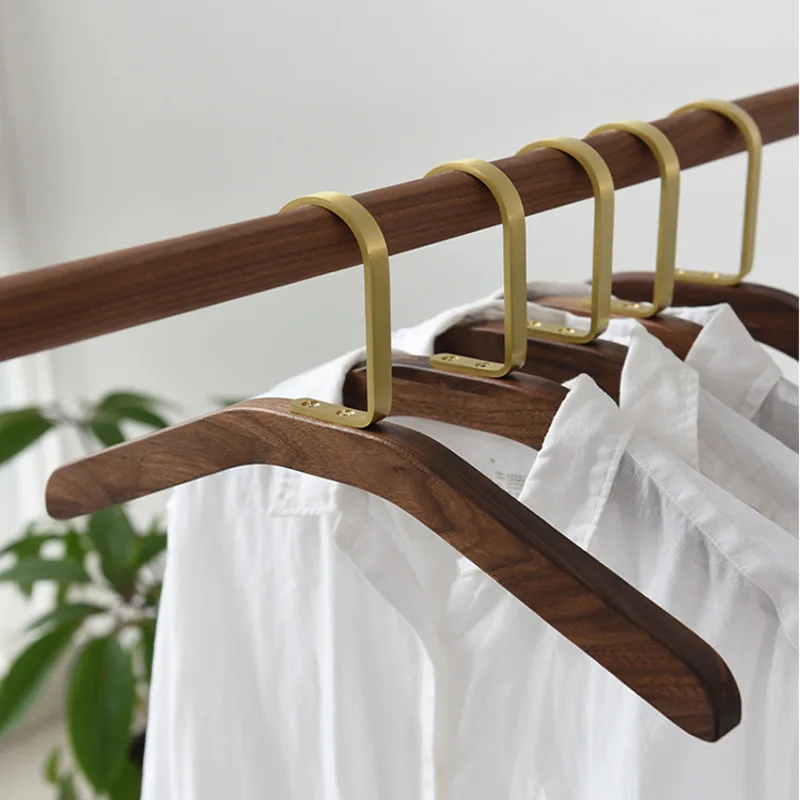 Design Sense Clothes Rack New Chinese Style Black Walnut Log Coat Hanger Wardrobe Brass Coat Rack Wooden Home Stay Personality