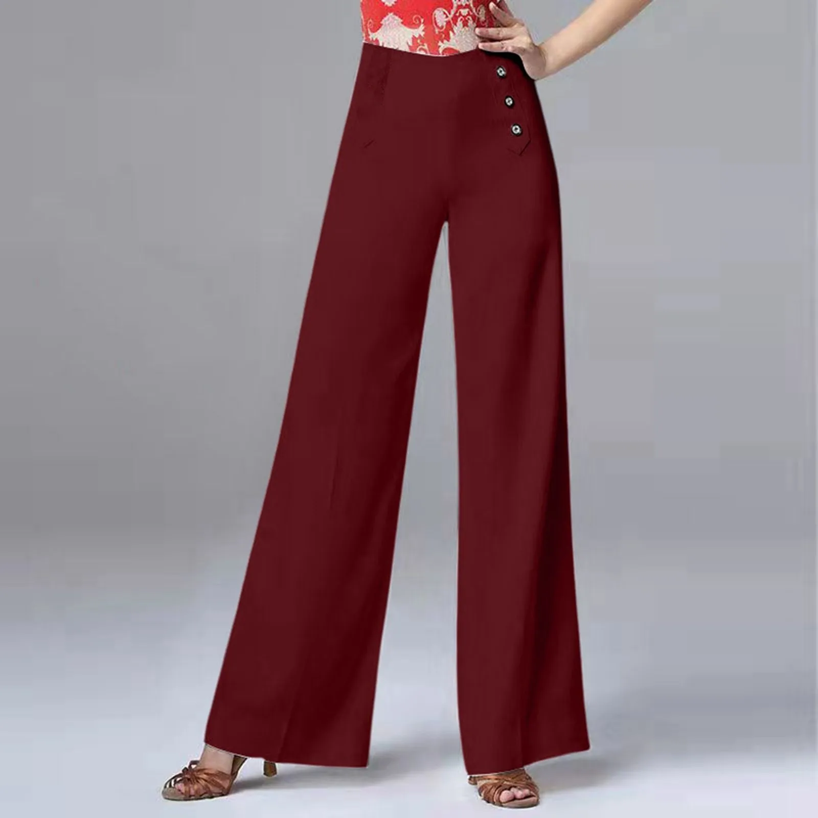 

Office All-Match Solid Wide Leg Pants Double Breasted High Waist Fashion Elegant Women Spring Autumn Casual Straight Trousers