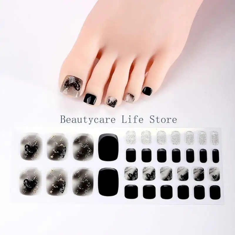 652C Fashion Gel Toe Embellishments No Lamp Gold Glitter Designs Decoration