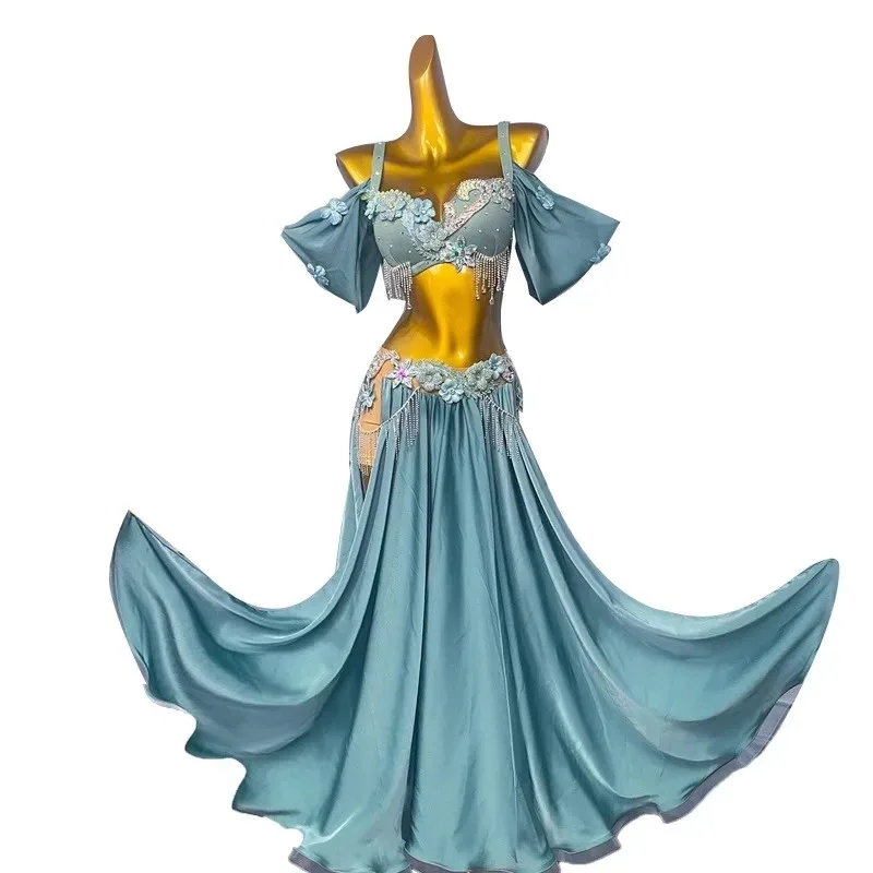 Roupas de dança do ventre personalizadas, fantasia de performance para mulheres, novo conjunto de roupa de dança oriental, saia grande, traje de dançarina do ventre, 2025