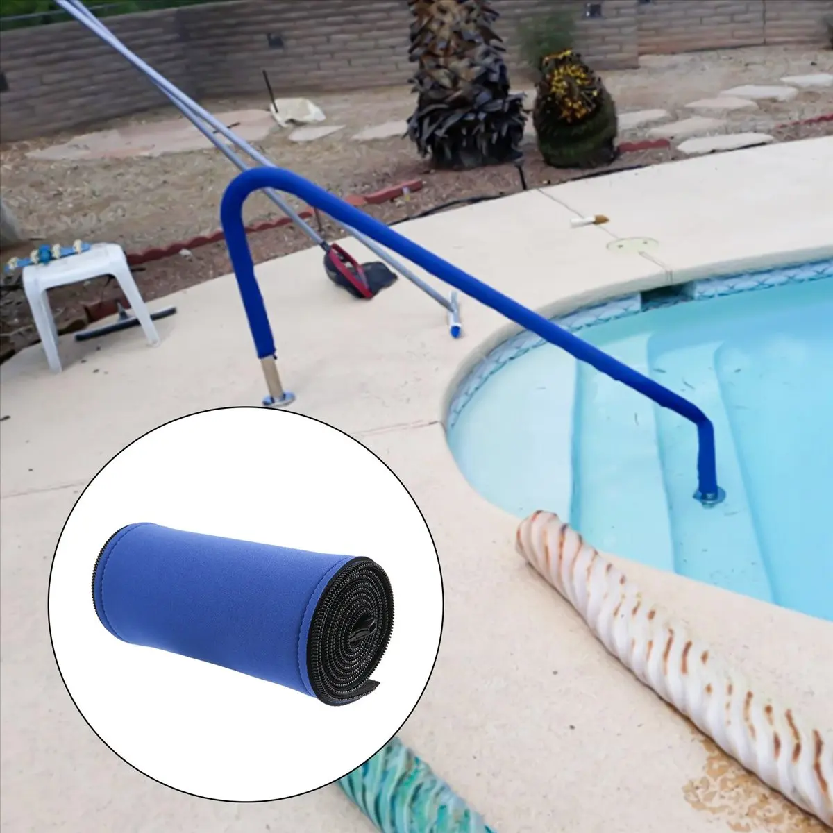 AB09 Pool Railing Covers-4 Feet Zippered Swimming Pool Handrail Covers-Hand Grip Rail Slip Cover for Pool Ladder Handles