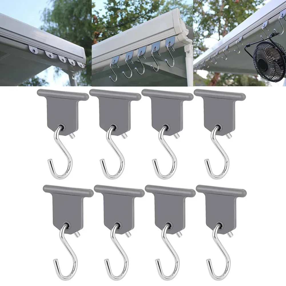 8pcs White Universal Awning Clothes Hook Racks For RV Camper Caravan Party Light Holder RV Awnning Hook Accessories