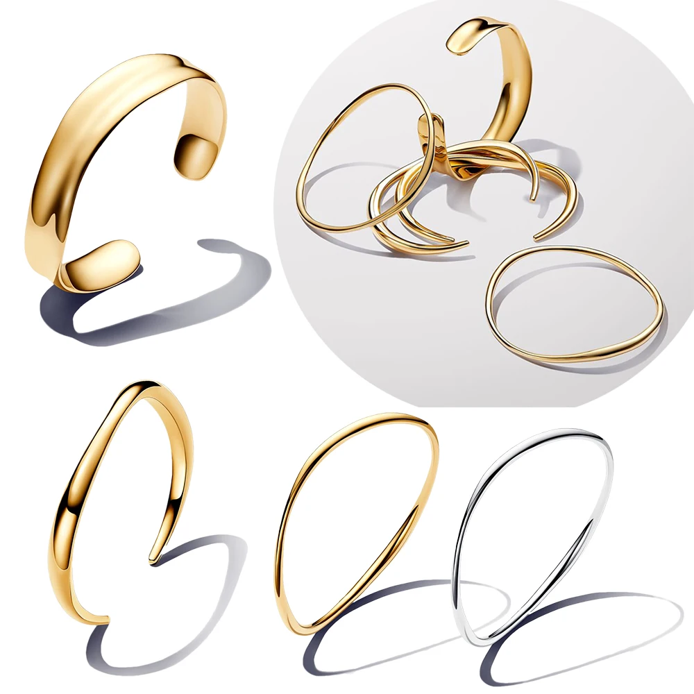 Hot Popular New 2024 Organic Shaped Wide Open Bangle Fashion Bracelet for Women Gift Fashion Classic Dropshippring