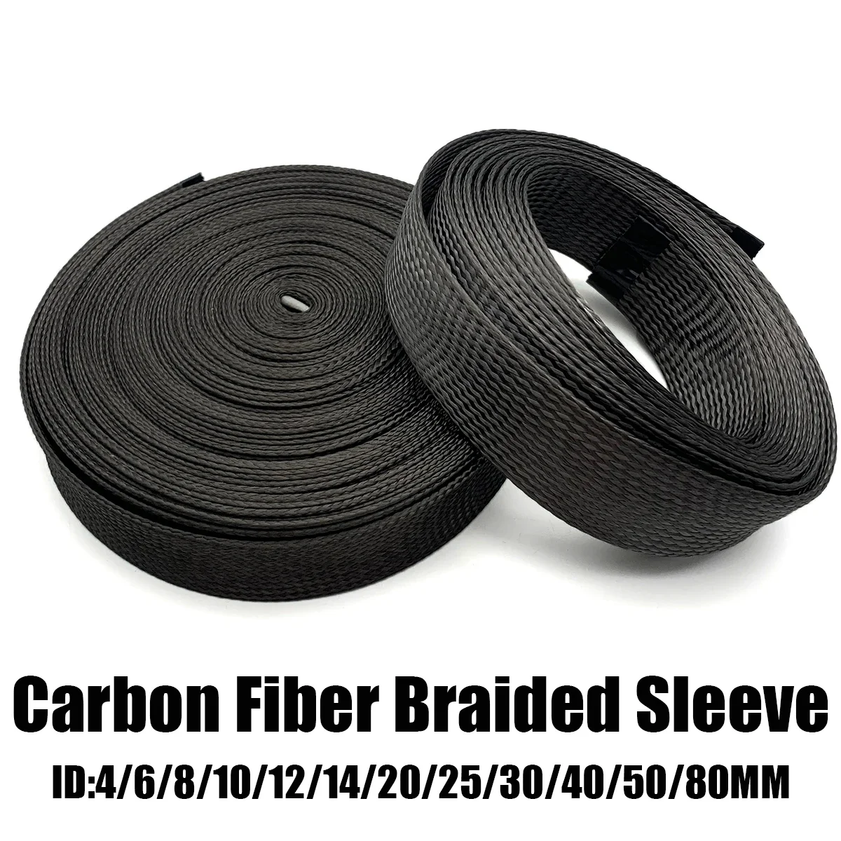Black Carbon Fiber Sleeve, High Temperature Resistant and Wear-resistant Cable Sheath, Aging Resistant Inner Diameter 4~80mm