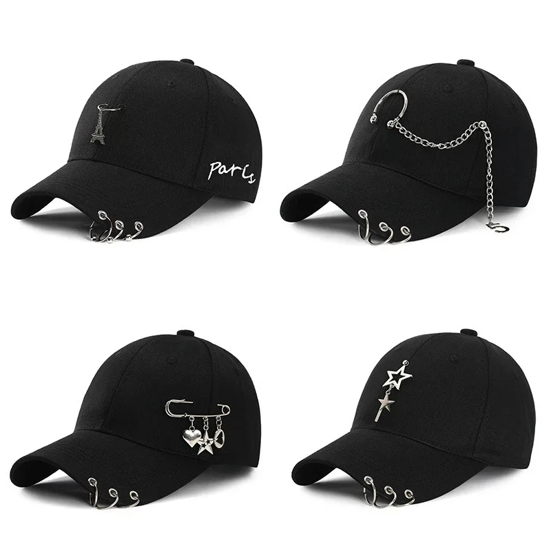 Dad Hat Creative Piercing Ring Baseball Cap Punk Hip Hop Caps Cotton Adult Casual Solid Adjustable Unisex caps