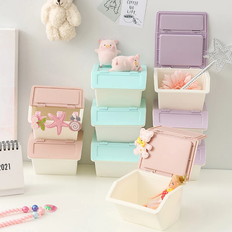 Tri-Color Cleanable Folding Desktop Storage Box, Easy to Stack and Hold Sundry Items