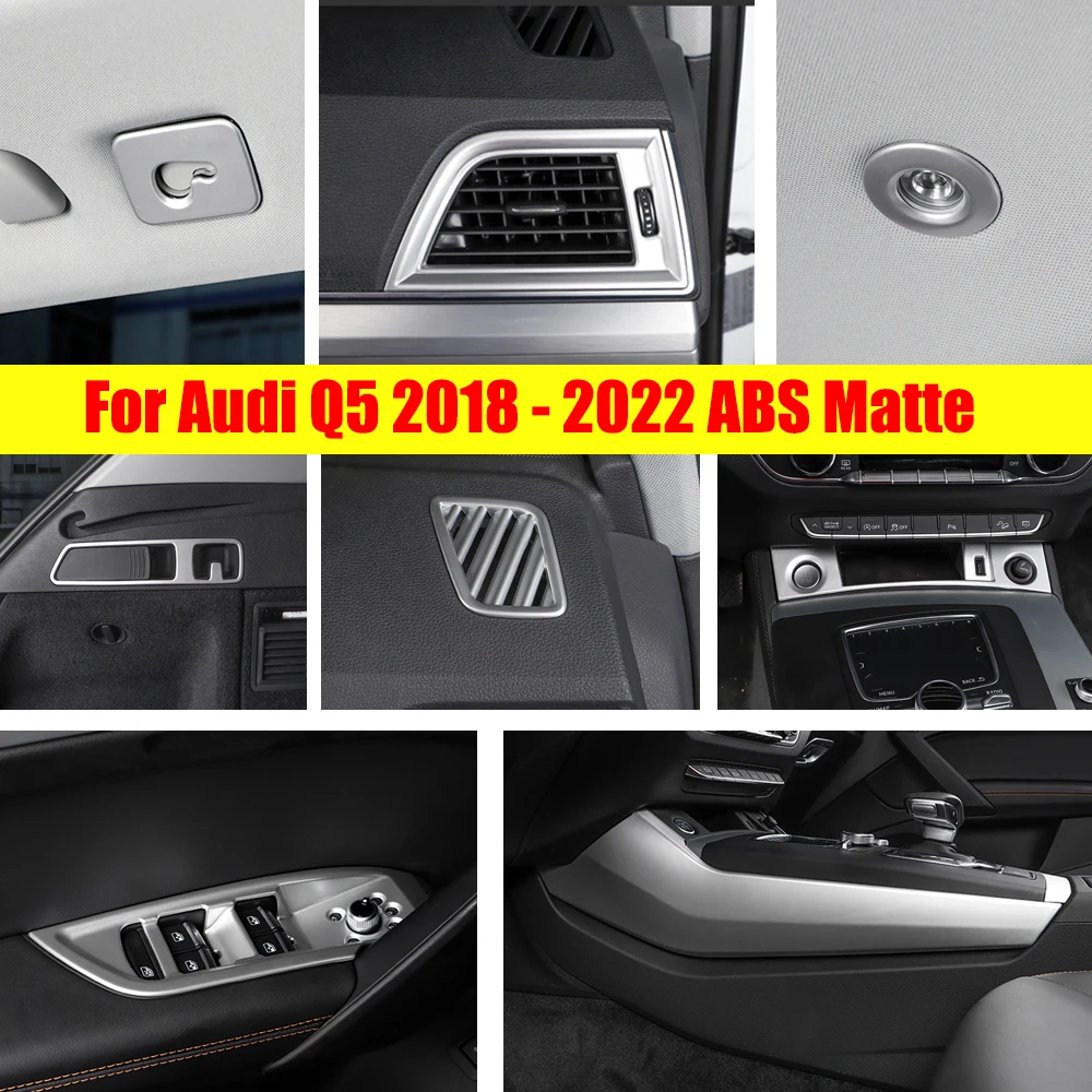 

For Audi Q5 2018-2022 ABS Car Dashboard gear shift glass Lift inner door Bowl cigarette Lighter Armrest Box Cover Trim decor