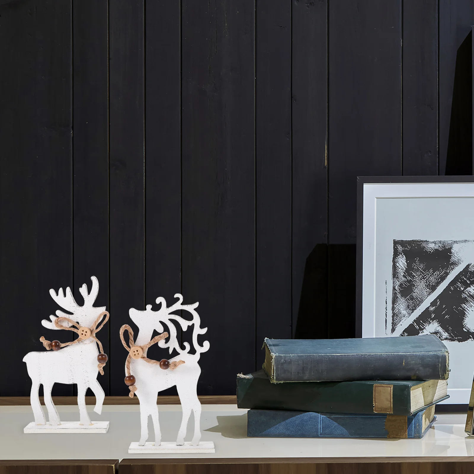 

2Pcs Rustic Wooden Reindeer Christmas Deer Decorations for Home Shelf Desktop Cabinet Display Reindeer Christmas Decorations
