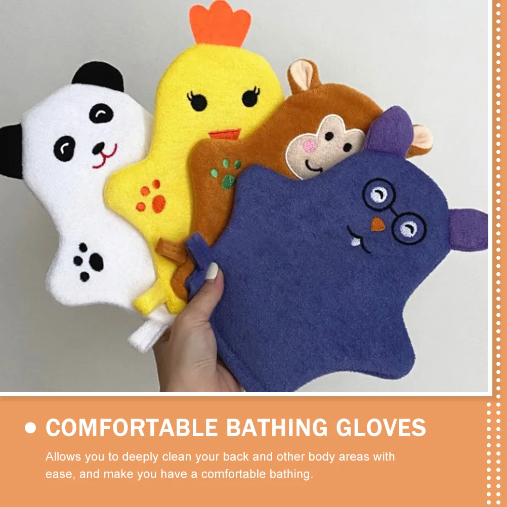 4Pcs Kids Bath Gloves Exfoliating Body Scrubbing Mitts Foaming Shower Glove Gentle on Skin Easy Cleaner Bathing