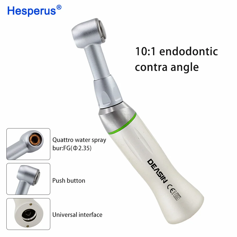 de ntal Endo Motor 10:1 Speed Reduction Reciprocating Push Button Contra Angle Handpiece for Hand File Endo Treatment