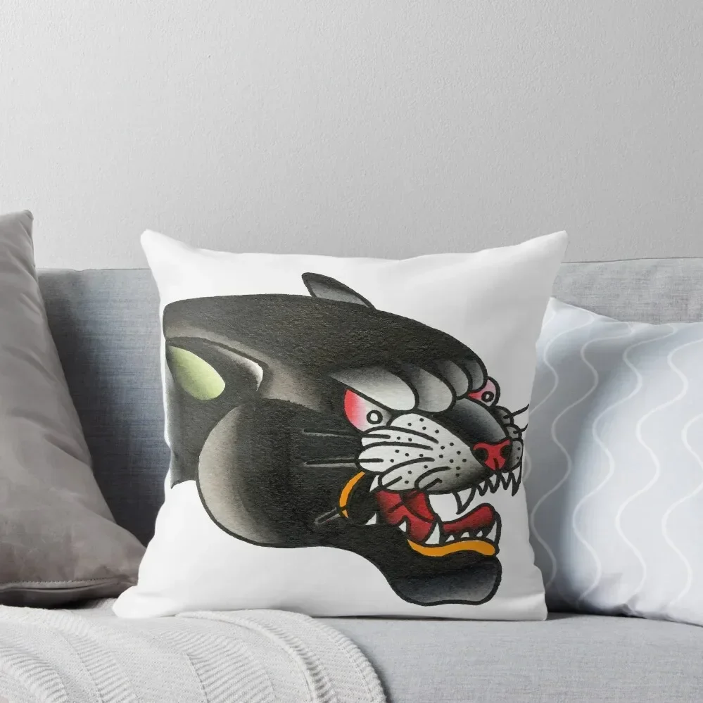 

Traditional Panther Head Tattoo Design Throw Pillow anime girl Decorative Sofa Cushion Luxury Pillow Case pillow