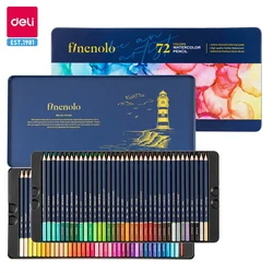 Deli Finenolo Water Color Pencils Set High-End Professional Drawing Colored Pencils with Iron Storage Box Christmas Gift for Kid