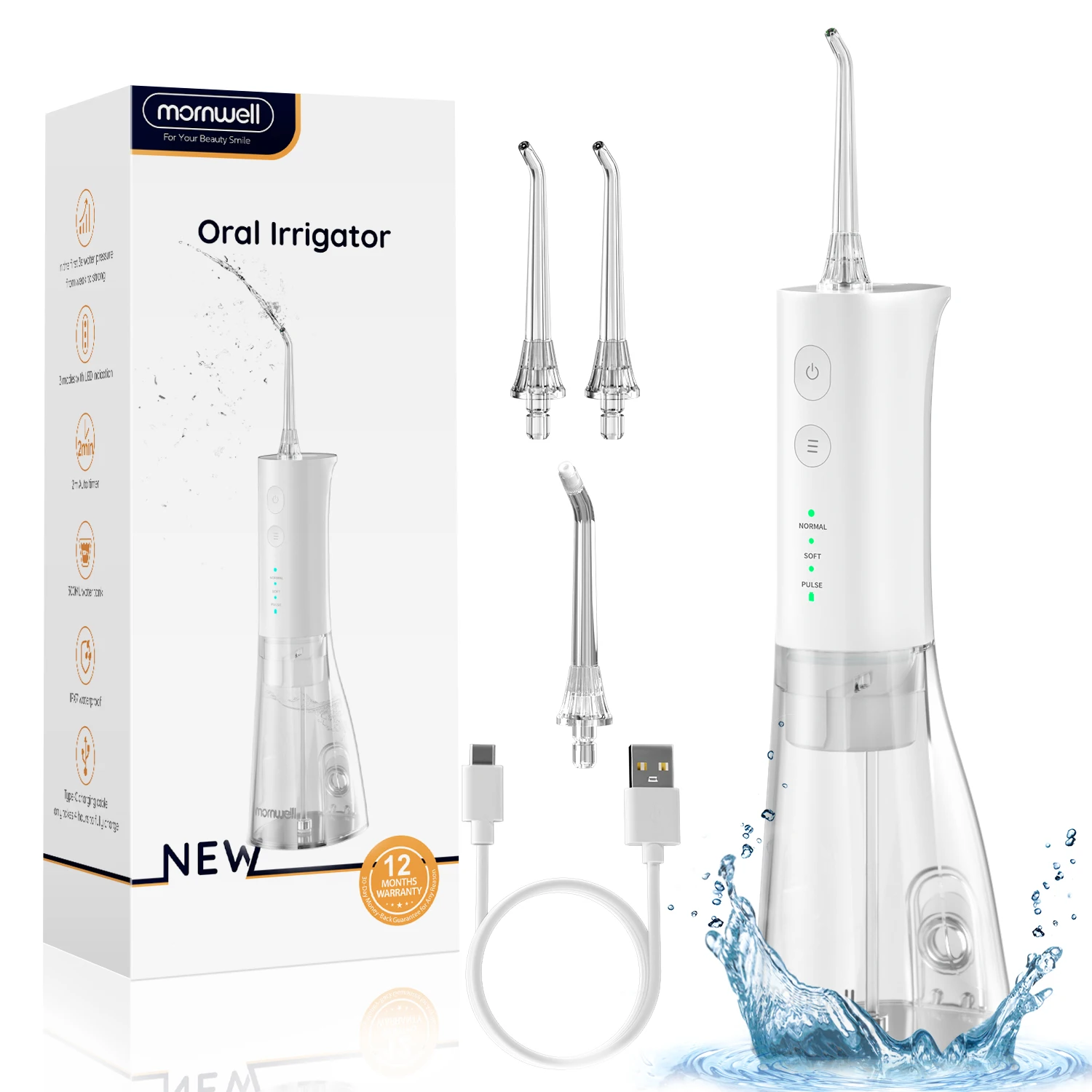 Irigator Oral Jet air gigi F29, Flosser air isi ulang 3 Mode portabel 300ML tangki air IPX7 tahan air pembersih gigi