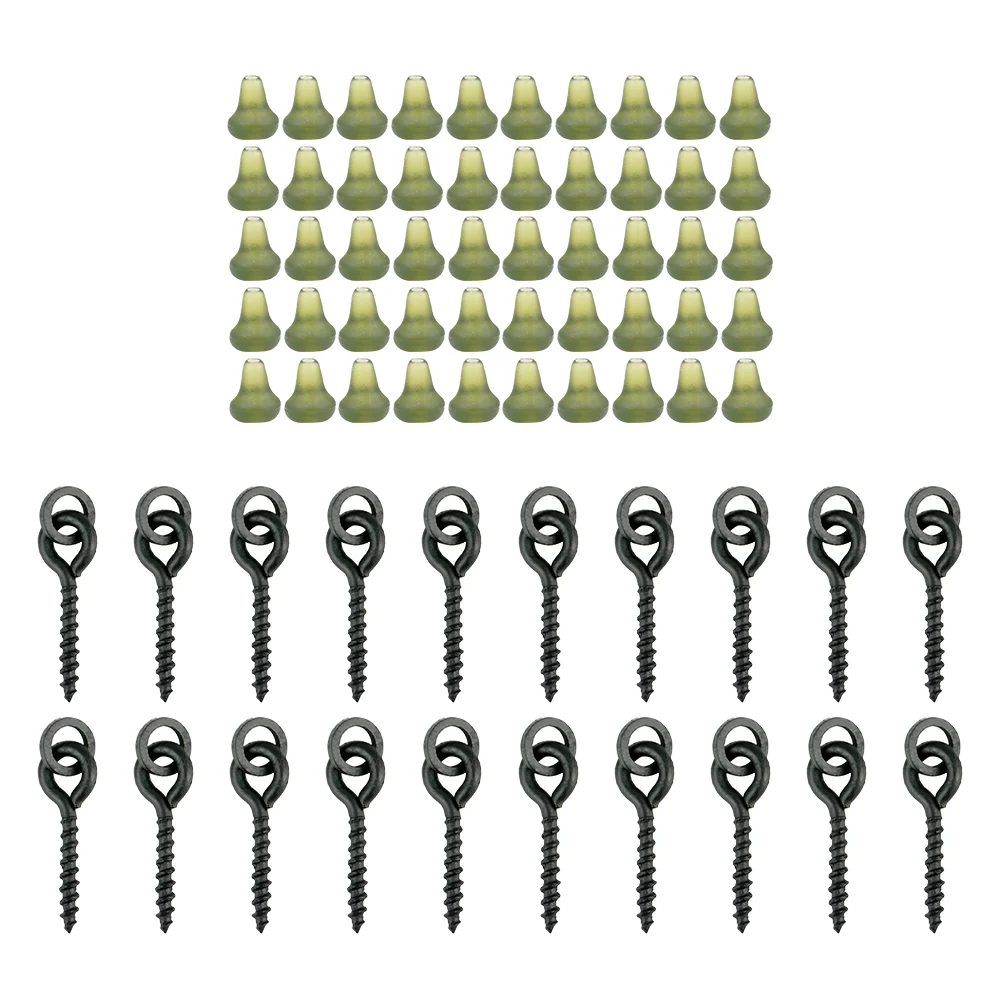 Hirisi 70 Stück Karpfenangeln Zubehör Angelhaken Köder Schraubenstopper Gummiperle für Ronnie Spinner Rig Boilies Stoppen