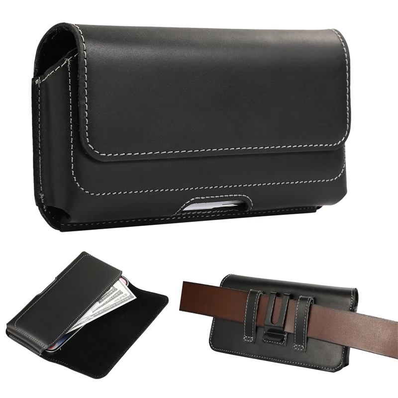 

Phone Holster Belt Clip Case Holder Genuine Leather Pouch Waist Bag for iPhone 15 14 13 12 11 Pro Max for Samsung S24 S23 Ultra