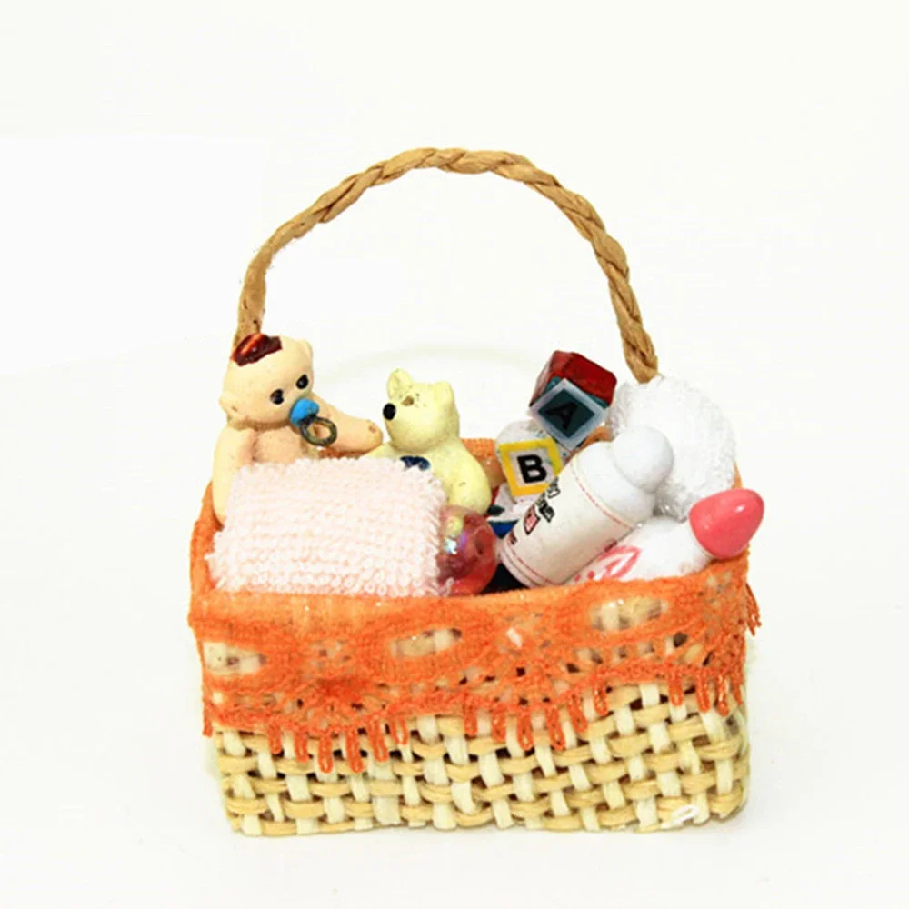 1/12 Dollhouse Miniature Accessories Mini Bathing Basket Model for Doll House Decoration ob11
