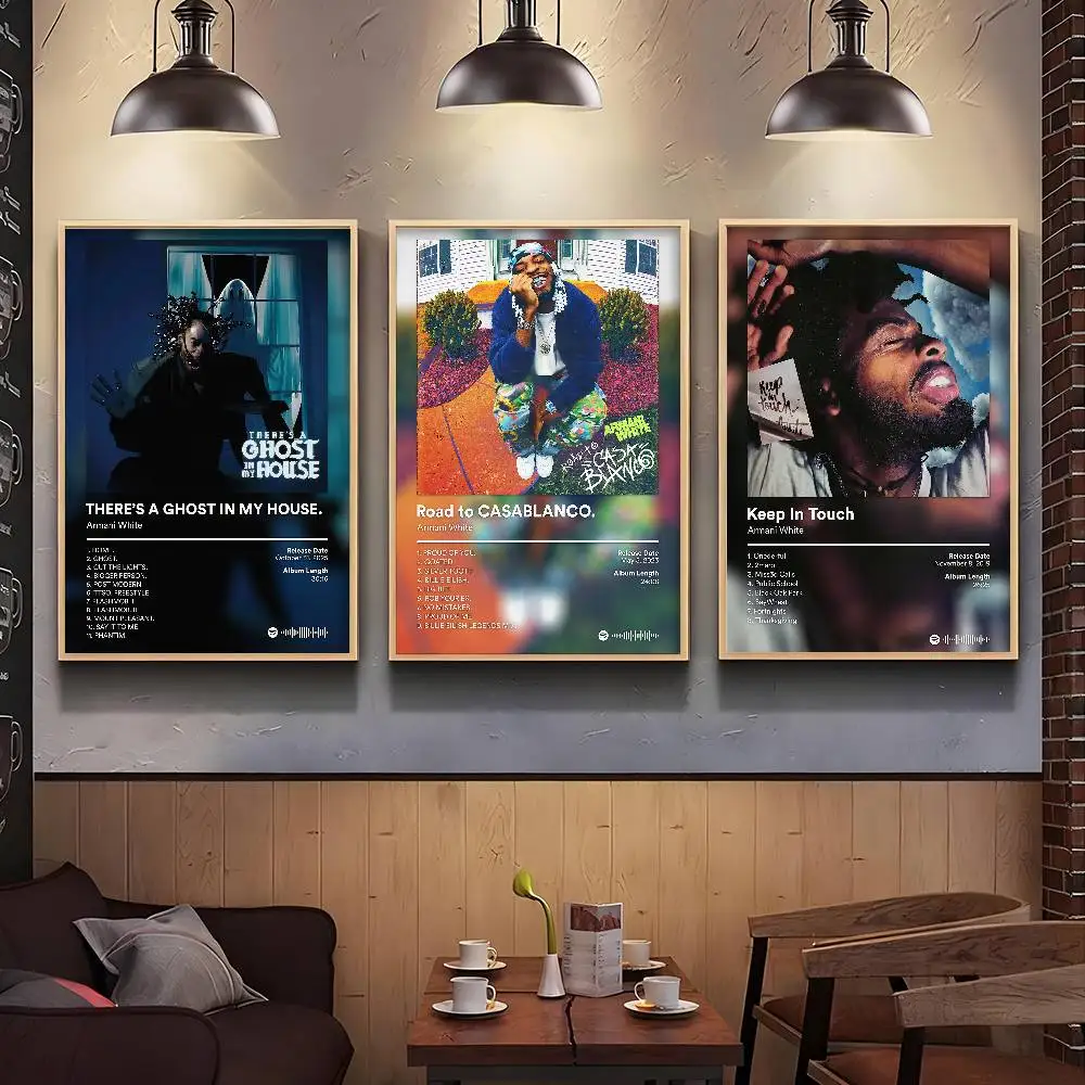 Póster de álbum blanco de Singer Armani, impresión artística de pared adhesiva, impermeable, para el hogar, sala de estar, Bar, decoración estética