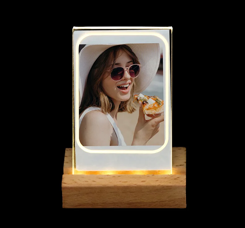 Luminous Wood Stand Instax Mini Photo Film Picture Frame With Plywood Stand Led acrylic frame