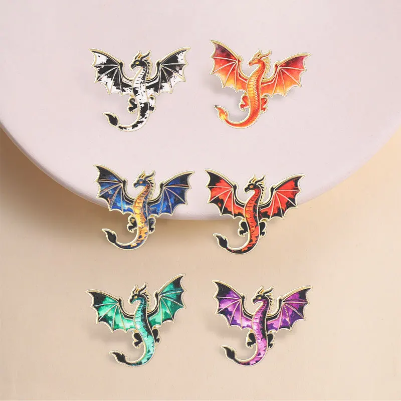 Green Gradient Dragon Enamel Pin with Gold Outline Fantasy Style for Dragon Lovers and Vintage Outfit Accessory