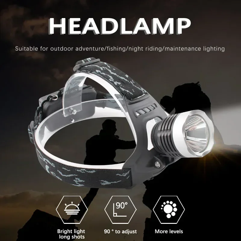 K11 Cree XML-T6 LED Headlight 1200Lum 10W Searchlight Torch Flashlight 3 Modes Bike Headlamp Light Head Lamp by 18650 battery