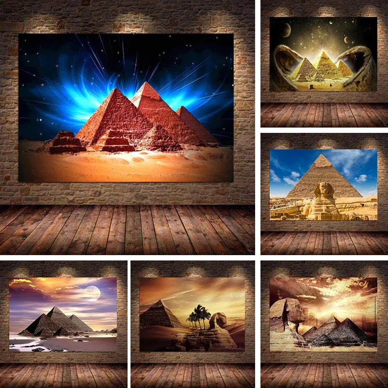 Famous Scenic Spots The Pyramids - Egypt, Print Art Canvas Poster For Living Room Decoration, Home Wall Picture