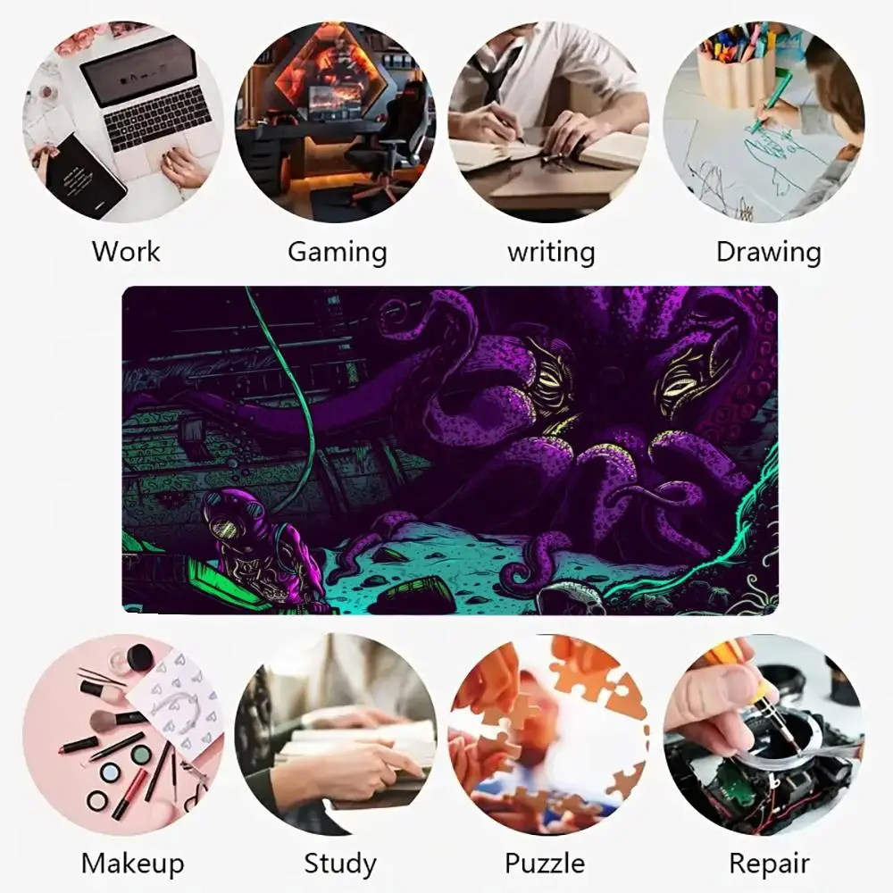 Motivo mostro marino e subacqueo retrò, adatto per mouse e tastiera, materiale in gomma antirughe e fondo antiscivolo