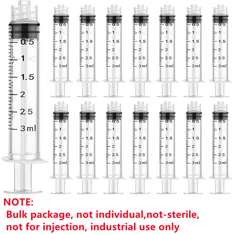 3CC/ML Plastic Syringe Luer Lock Without Needle Bulk Package Use for Lab,Measurement and Dispensing and industrial use only