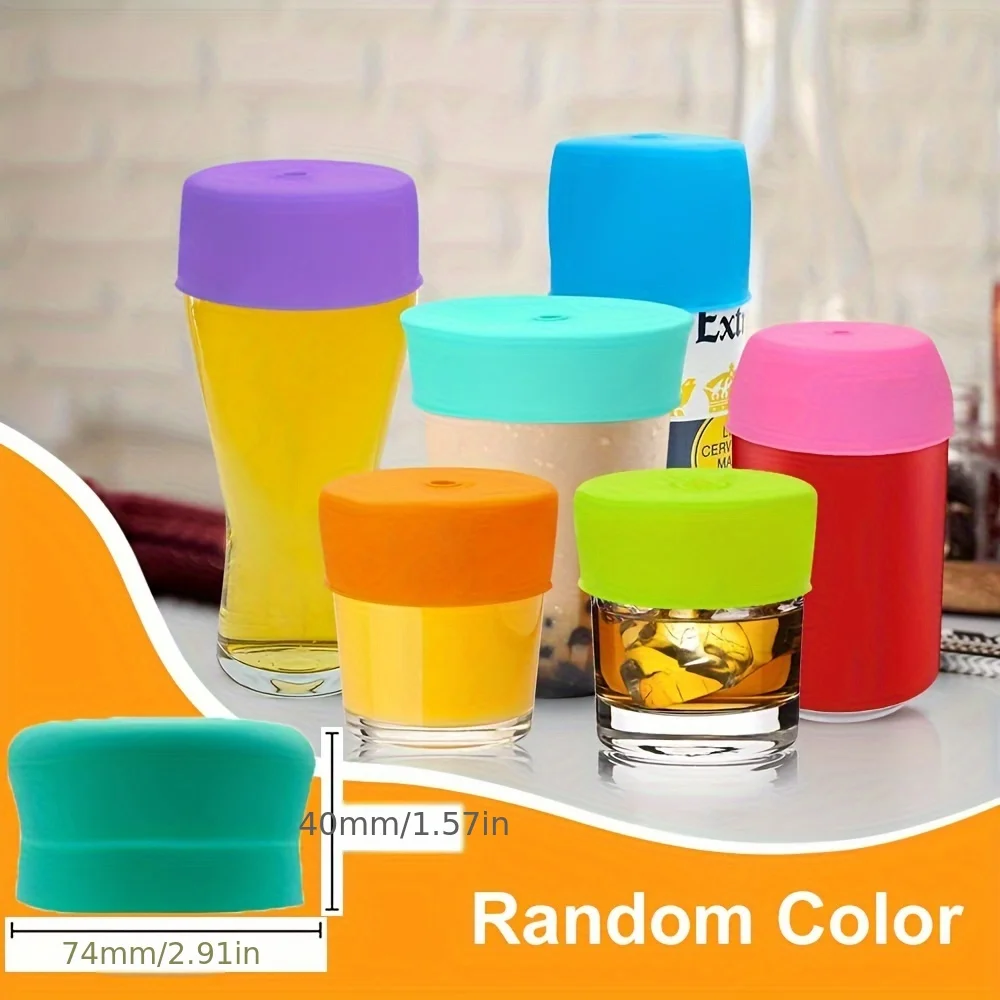 Reusable Anti-Spill Wine Glass Lid, Silicone Cover with Straw Hole Dust Insect Proof Protector for Bar Party Home Daily Use