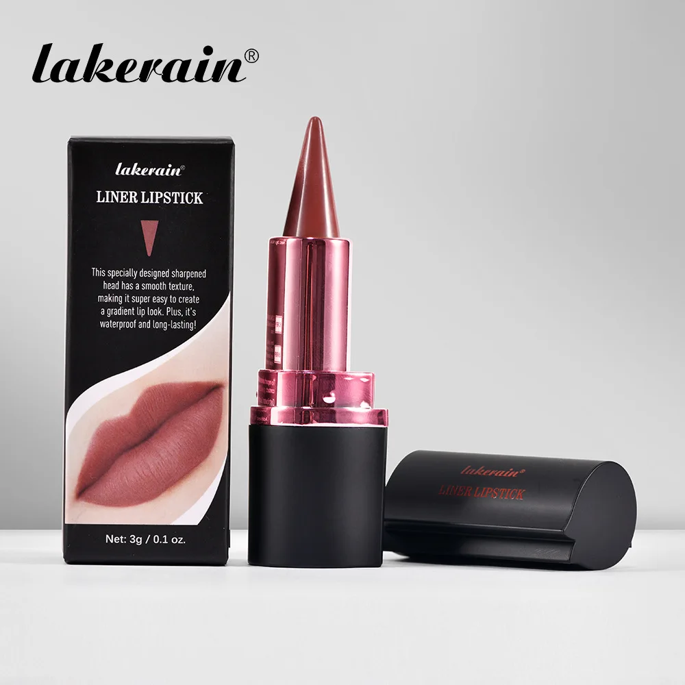 أحمر شفاه ولاينر غير لامع من Lakerain 2 في 1 - 6 ألوان، مقاوم للتلطخ، تطبيق فائق النعومة، طرف مدبب دقيق