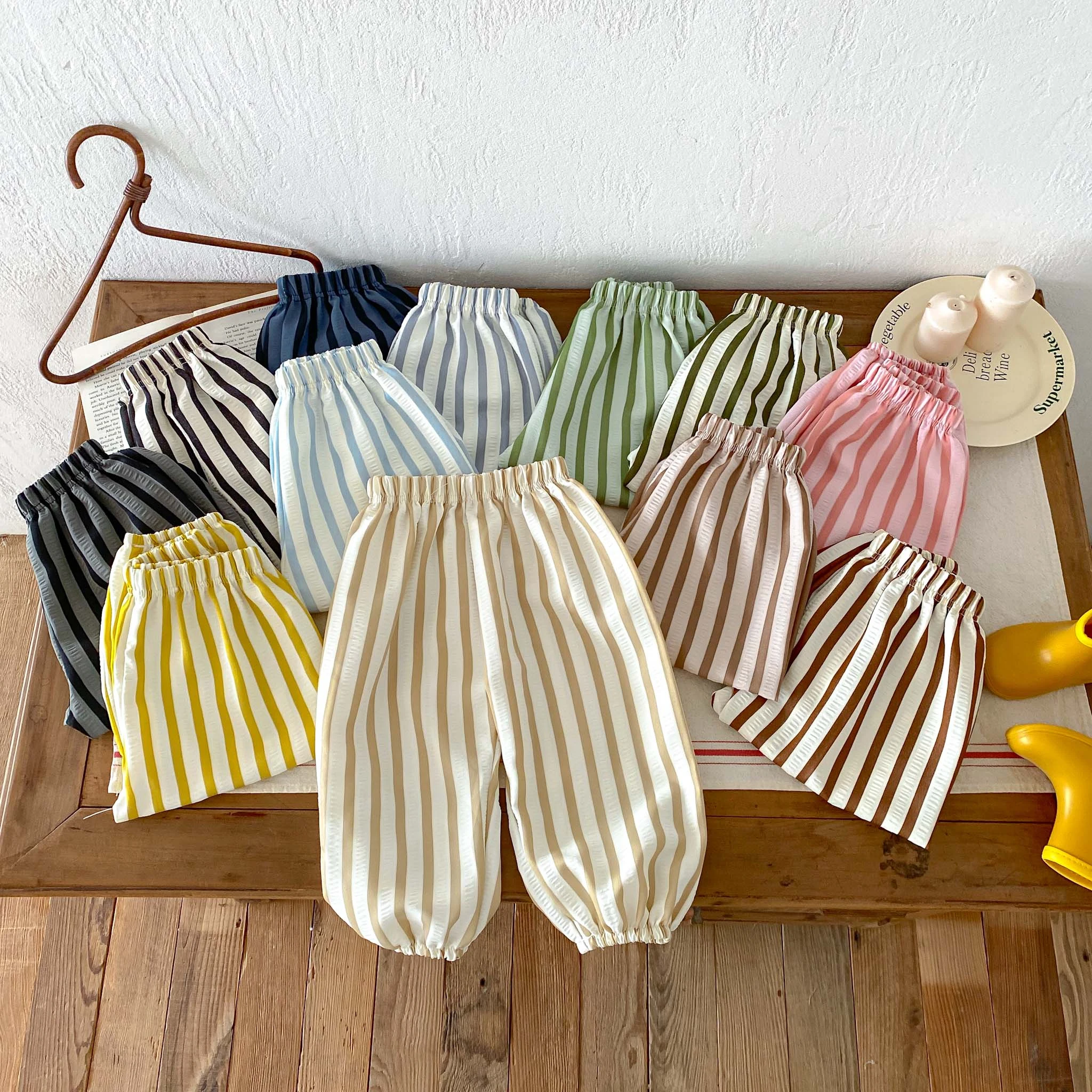 Kinderkleidung für 1-6 Jahre, Sommer-Anti-Mücken-Hose, modische gestreifte Freizeithose, Kinderkleidung, einfache, bequeme Mädchen- und Jungen-Bloomers