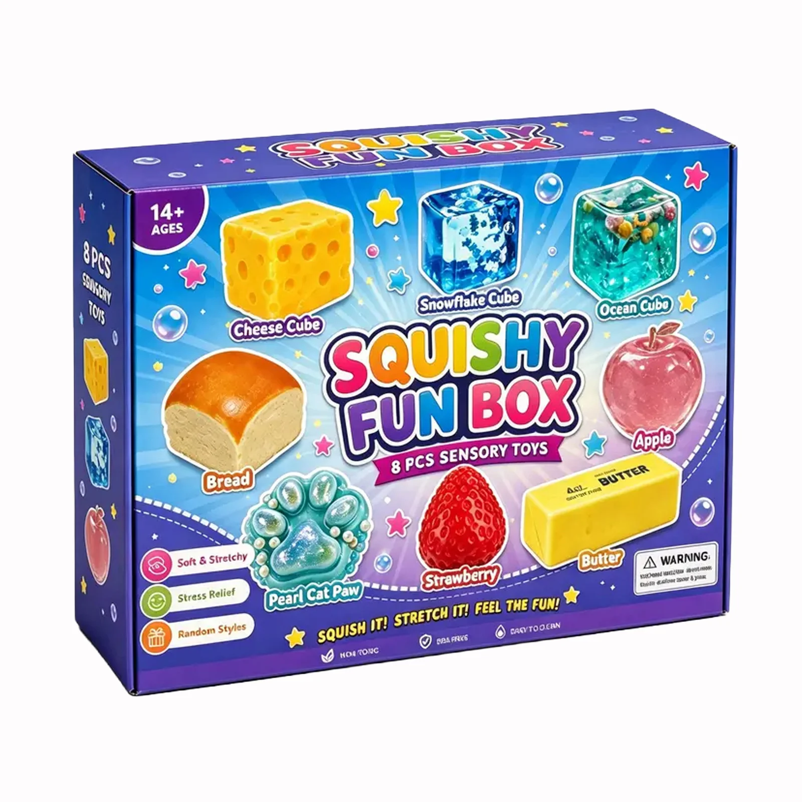 Zufällige Farbe 8 Stück/Box TPR Maltose-Gefülltes Squishy-Spielzeug, Langsam Aufsteigendes Stressabbau-Sensorik-Fidget-Dekompressions-Überraschungsbox-Geschenk